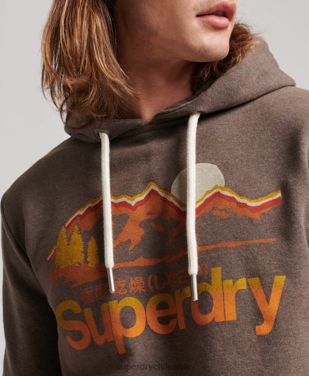 hombres Superdry marrón gran sudadera con capucha al aire libre 2R68Z688