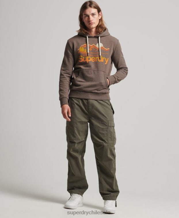 hombres Superdry marrón gran sudadera con capucha al aire libre 2R68Z688