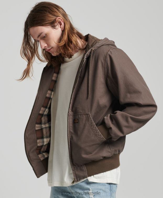 hombres Superdry marrón ropa de trabajo con capucha 2R68Z25