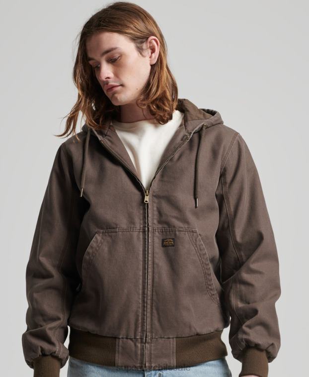 hombres Superdry marrón ropa de trabajo con capucha 2R68Z25