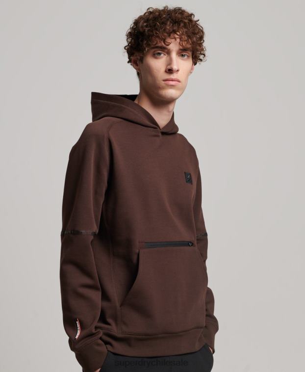 hombres Superdry marrón sudadera con capucha de tecnología 2R68Z648