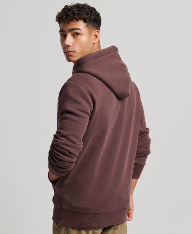 hombres Superdry marrón sudadera con capucha y logo vintage 2R68Z588