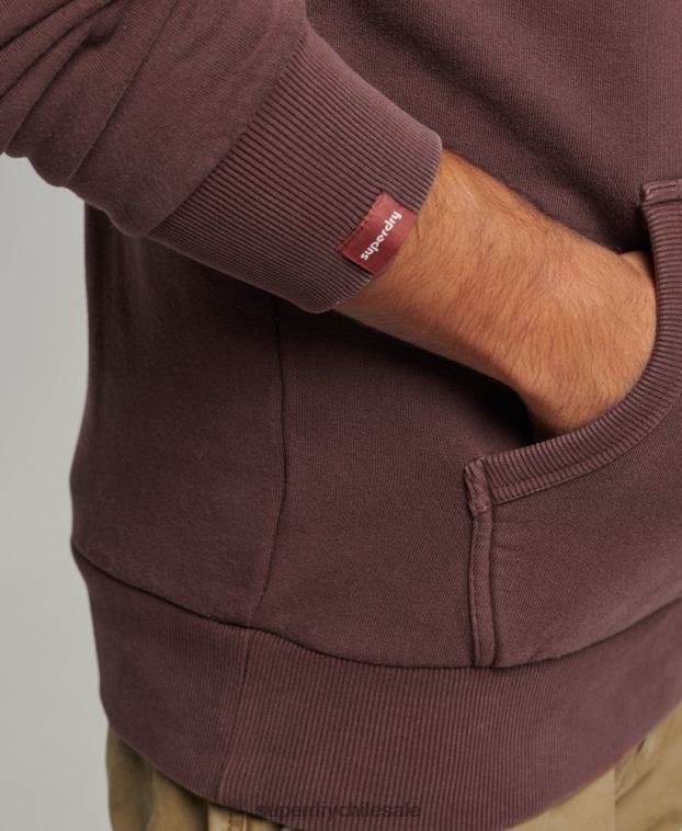 hombres Superdry marrón sudadera con capucha y logo vintage 2R68Z588