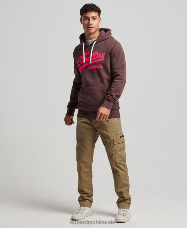 hombres Superdry marrón sudadera con capucha y logo vintage 2R68Z588