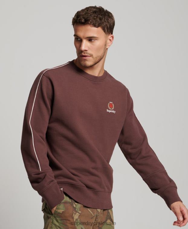 hombres Superdry marrón sudadera con cuello redondo Code Heritage 2R68Z117