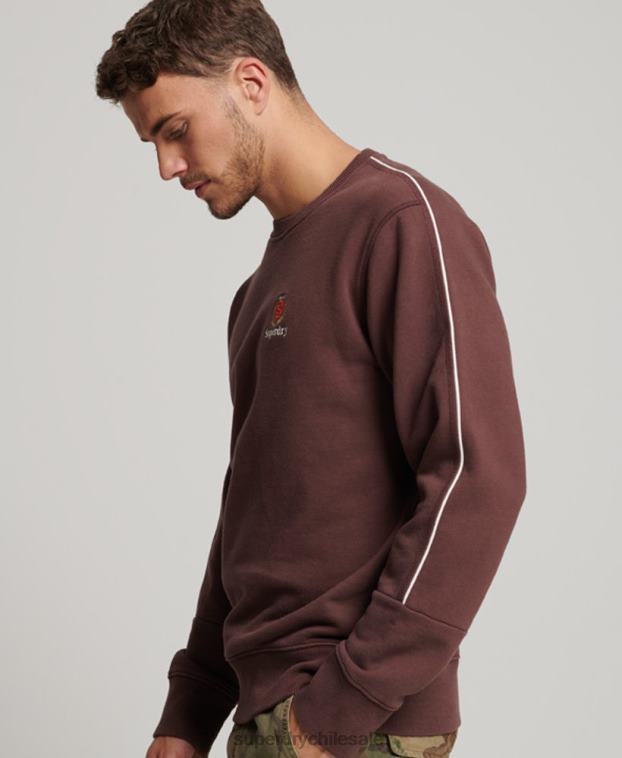 hombres Superdry marrón sudadera con cuello redondo Code Heritage 2R68Z117
