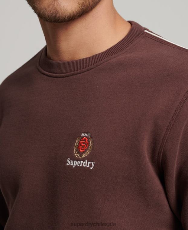 hombres Superdry marrón sudadera con cuello redondo Code Heritage 2R68Z117