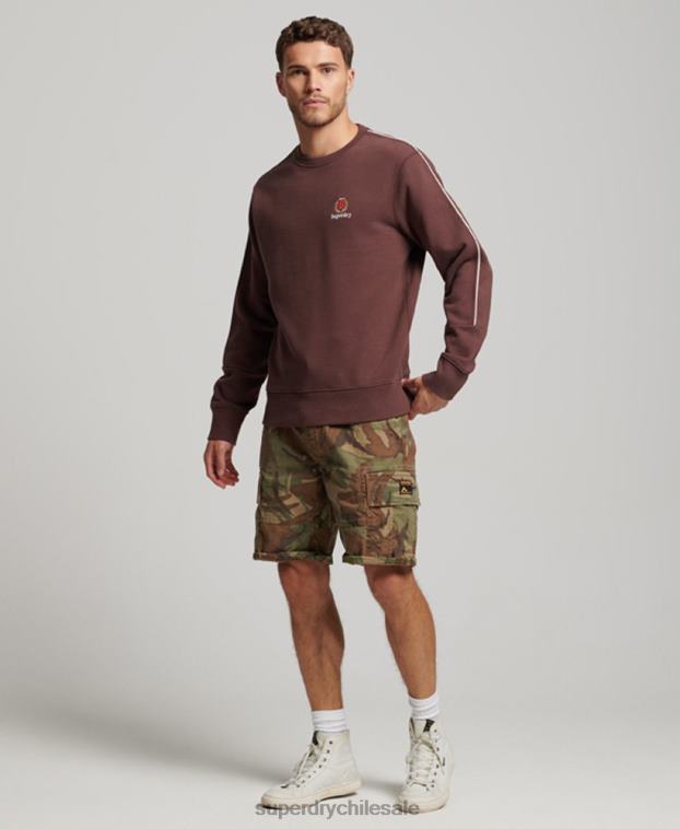 hombres Superdry marrón sudadera con cuello redondo Code Heritage 2R68Z117