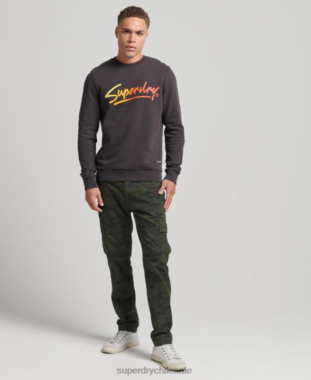 hombres Superdry marrón sudadera vintage con cuello redondo 2R68Z5088