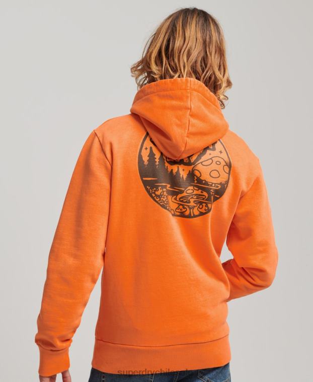 hombres Superdry naranja en el bosque sudadera con capucha gráfica 2R68Z707