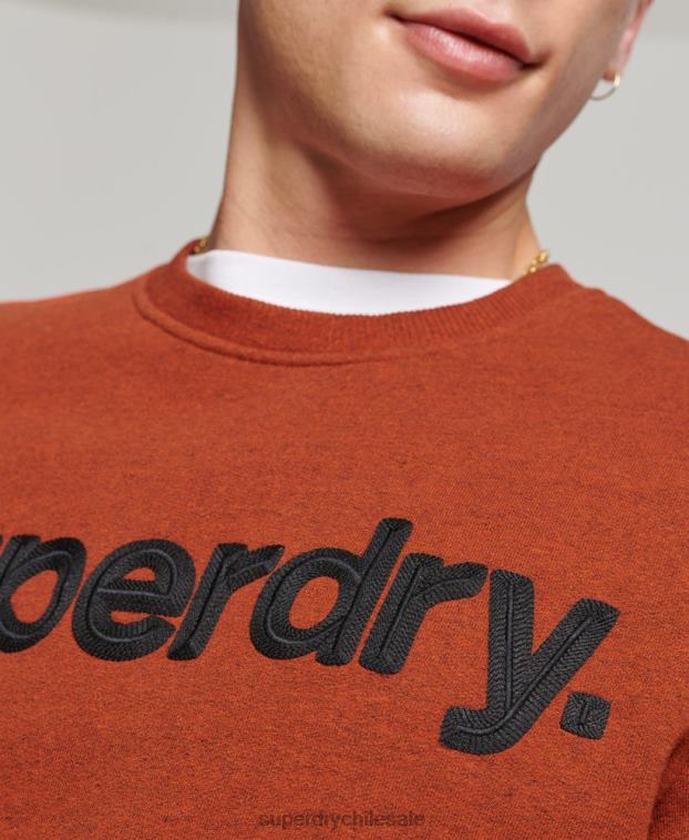 hombres Superdry naranja sudadera clásica con logo central 2R68Z592
