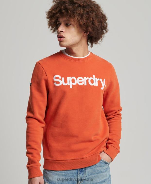 hombres Superdry naranja sudadera clásica vintage con cuello redondo 2R68Z5143