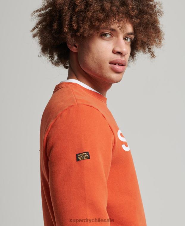 hombres Superdry naranja sudadera clásica vintage con cuello redondo 2R68Z5143