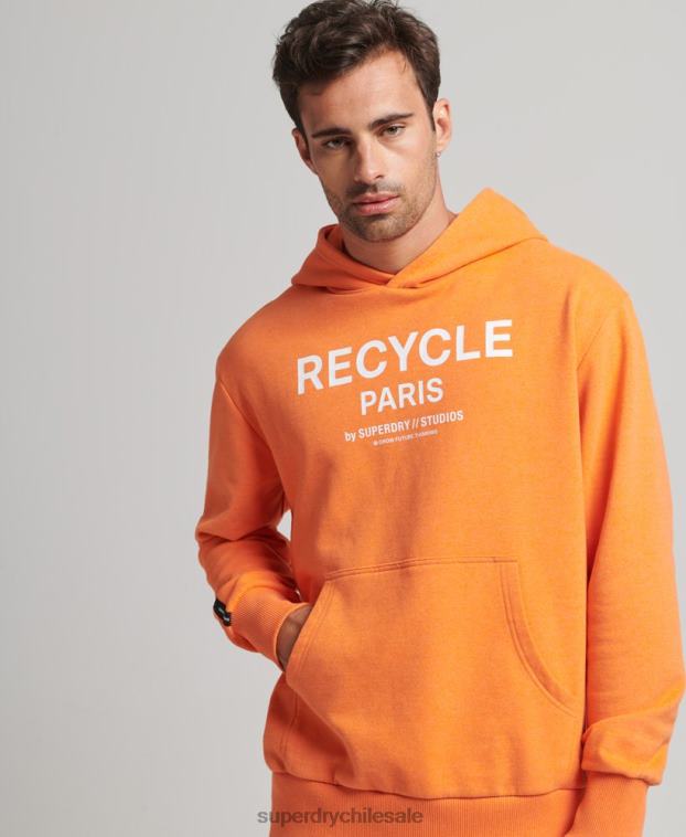 hombres Superdry naranja sudadera con capucha de ciudad reciclada 2R68Z747