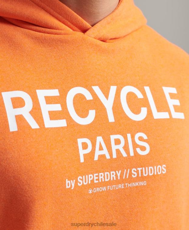 hombres Superdry naranja sudadera con capucha de ciudad reciclada 2R68Z747