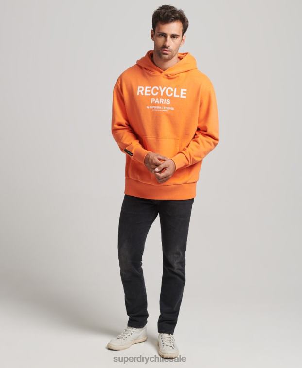 hombres Superdry naranja sudadera con capucha de ciudad reciclada 2R68Z747