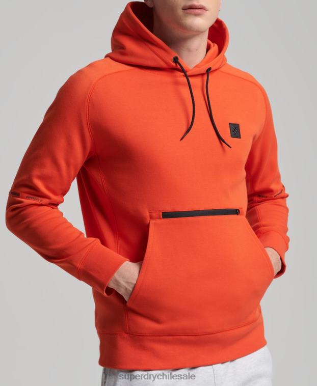 hombres Superdry naranja sudadera con capucha de tecnología 2R68Z829