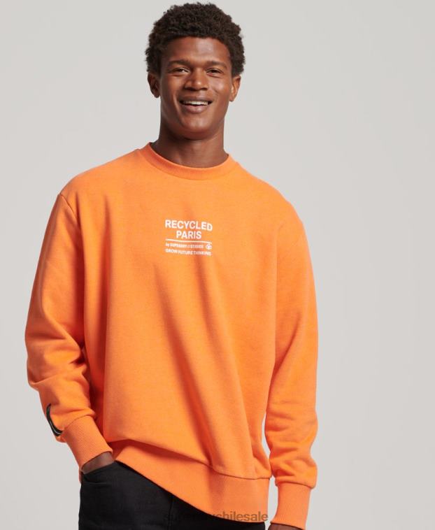 hombres Superdry naranja sudadera con capucha reciclada 2R68Z830