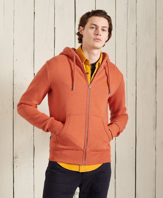 hombres Superdry naranja sudadera con capucha y cremallera clásica de etiqueta naranja 2R68Z852
