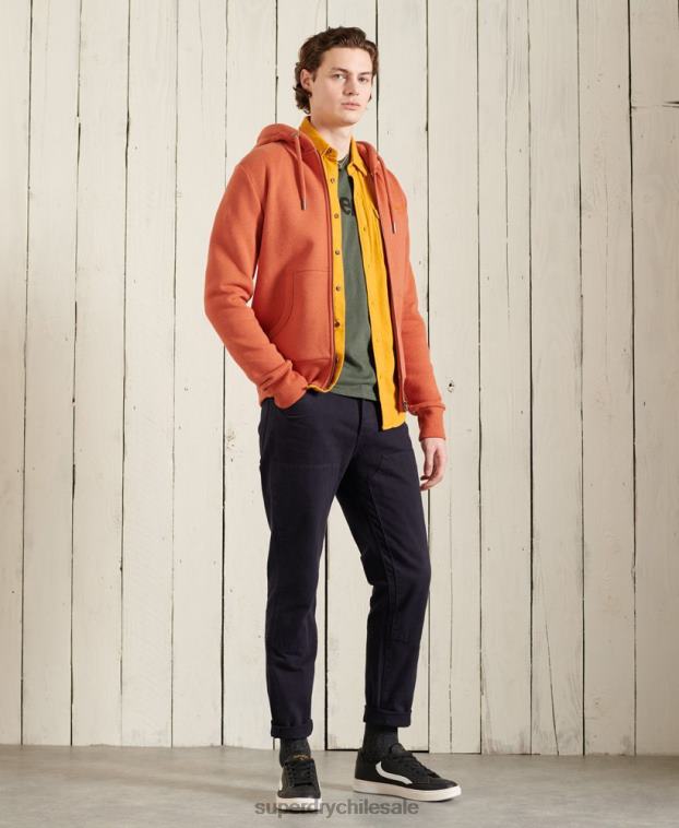 hombres Superdry naranja sudadera con capucha y cremallera clásica de etiqueta naranja 2R68Z852
