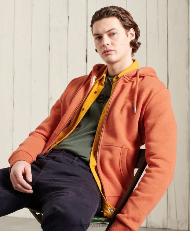 hombres Superdry naranja sudadera con capucha y cremallera clásica de etiqueta naranja 2R68Z852