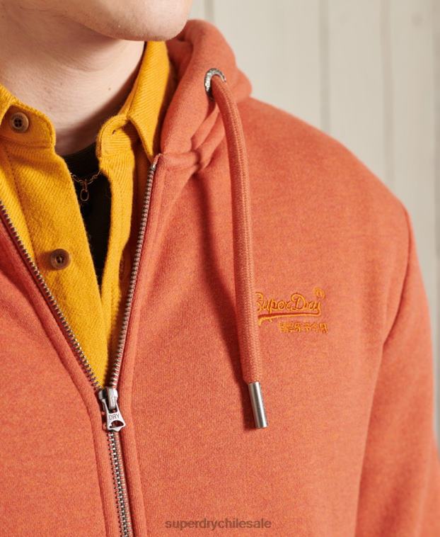 hombres Superdry naranja sudadera con capucha y cremallera clásica de etiqueta naranja 2R68Z852