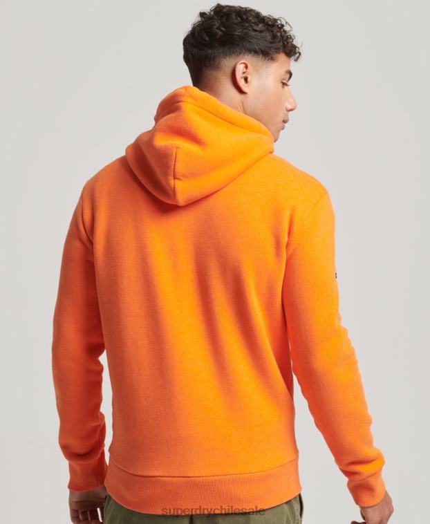 hombres Superdry naranja sudadera con capucha y logo vintage 2R68Z464