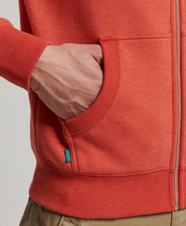 hombres Superdry naranja sudadera con cremallera y logo bordado 2R68Z675