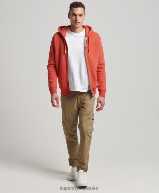 hombres Superdry naranja sudadera con cremallera y logo bordado 2R68Z675