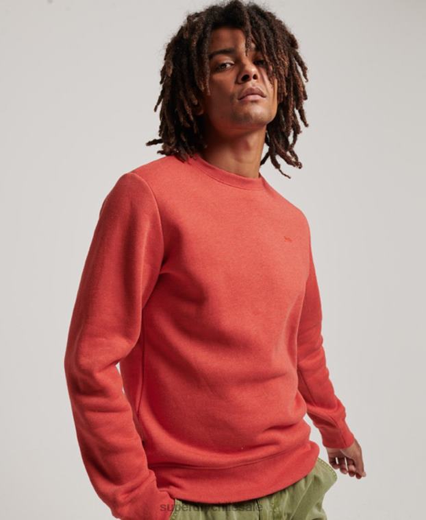 hombres Superdry naranja sudadera con cuello redondo y logo bordado 2R68Z556
