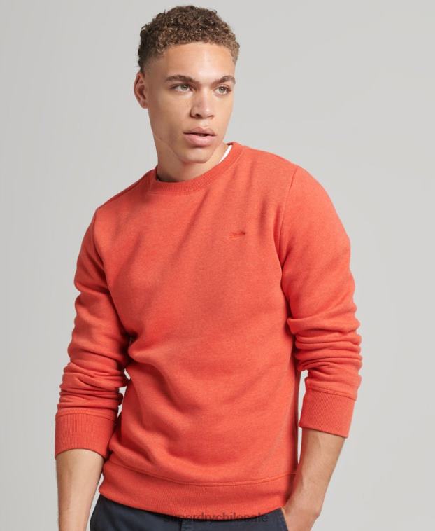 hombres Superdry naranja sudadera con cuello redondo y logo esencial de algodón orgánico 2R68Z4995