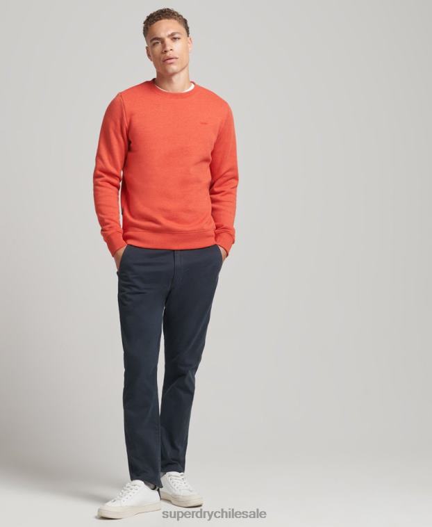 hombres Superdry naranja sudadera con cuello redondo y logo esencial de algodón orgánico 2R68Z4995