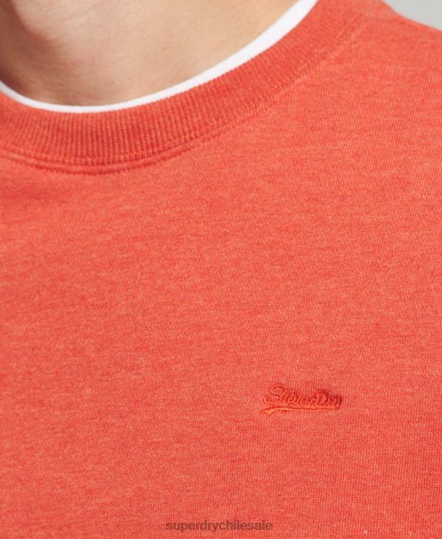 hombres Superdry naranja sudadera con cuello redondo y logo esencial de algodón orgánico 2R68Z4995