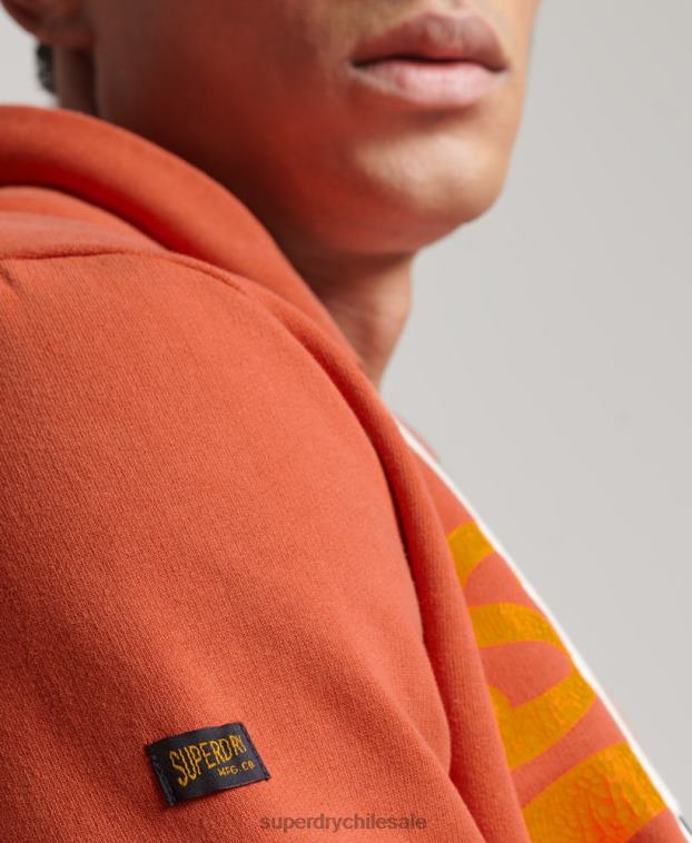hombres Superdry naranja sudadera con logo vintage premium sobreteñida 2R68Z471