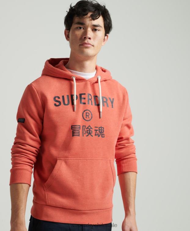 hombres Superdry naranja sudadera jaspeada con logo corporativo 2R68Z5131