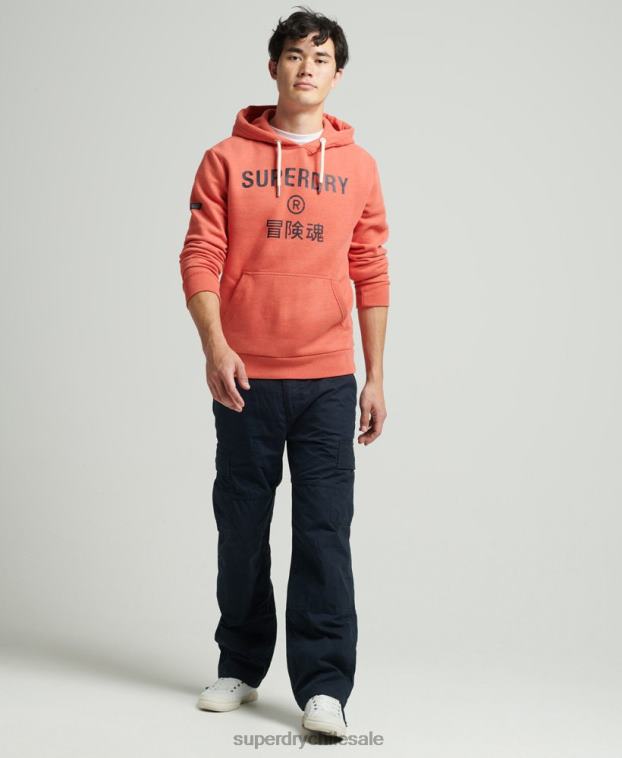 hombres Superdry naranja sudadera jaspeada con logo corporativo 2R68Z5131