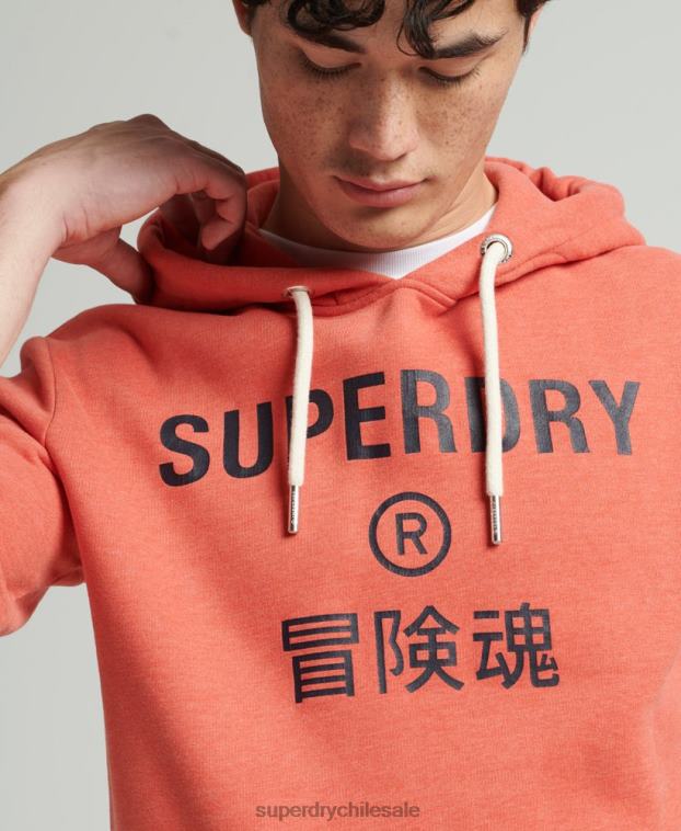 hombres Superdry naranja sudadera jaspeada con logo corporativo 2R68Z5131