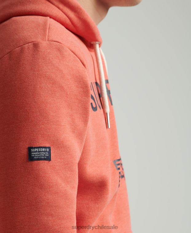 hombres Superdry naranja sudadera jaspeada con logo corporativo 2R68Z5131