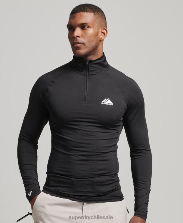 hombres Superdry negro camiseta interior con media cremallera 2R68Z1373