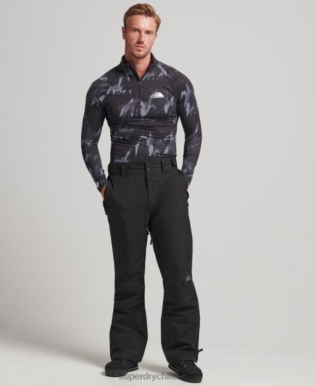 hombres Superdry negro camiseta interior con media cremallera 2R68Z1387