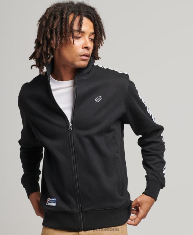 hombres Superdry negro parte superior de la pista de cinta 2R68Z518