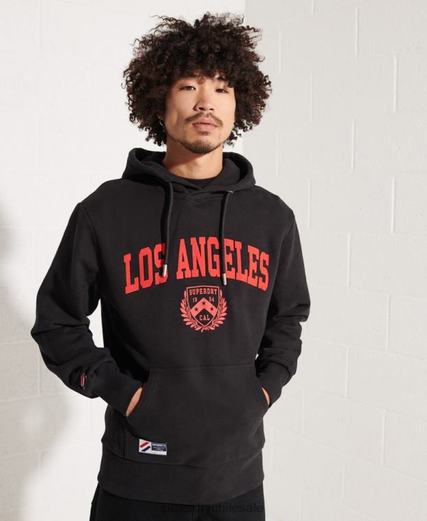 hombres Superdry negro sudadera con capucha de la universidad de la ciudad 2R68Z658