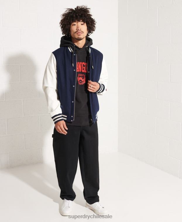 hombres Superdry negro sudadera con capucha de la universidad de la ciudad 2R68Z658