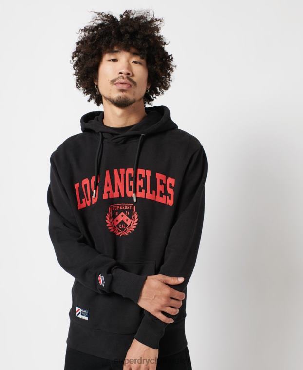 hombres Superdry negro sudadera con capucha de la universidad de la ciudad 2R68Z658