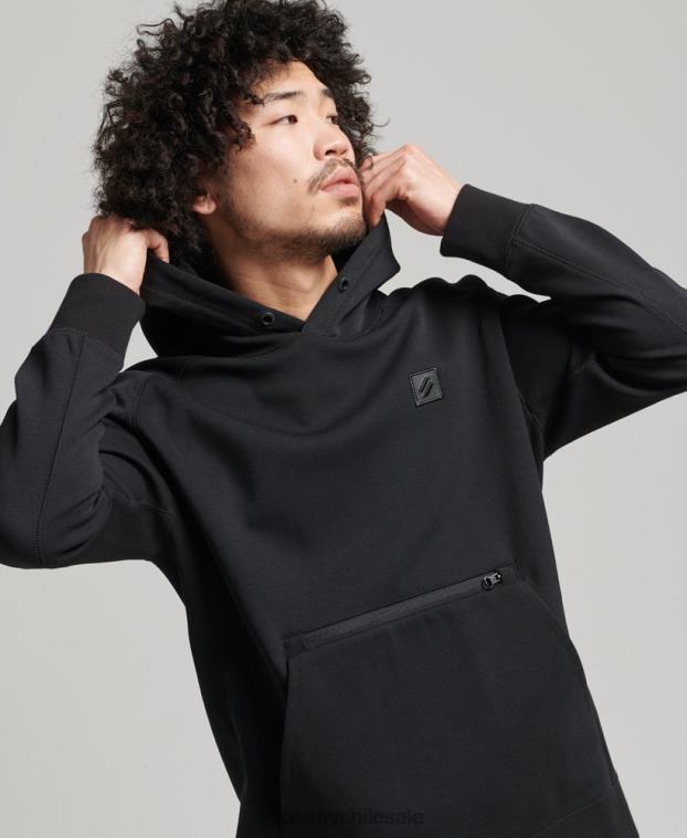 hombres Superdry negro sudadera con capucha de tecnología 2R68Z597