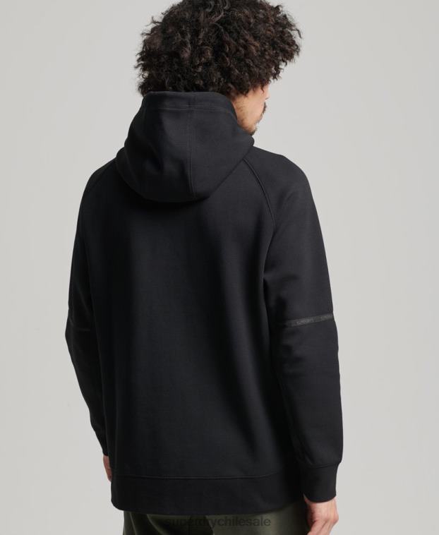 hombres Superdry negro sudadera con capucha de tecnología 2R68Z597