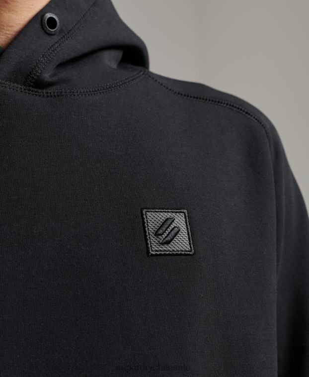 hombres Superdry negro sudadera con capucha de tecnología 2R68Z597