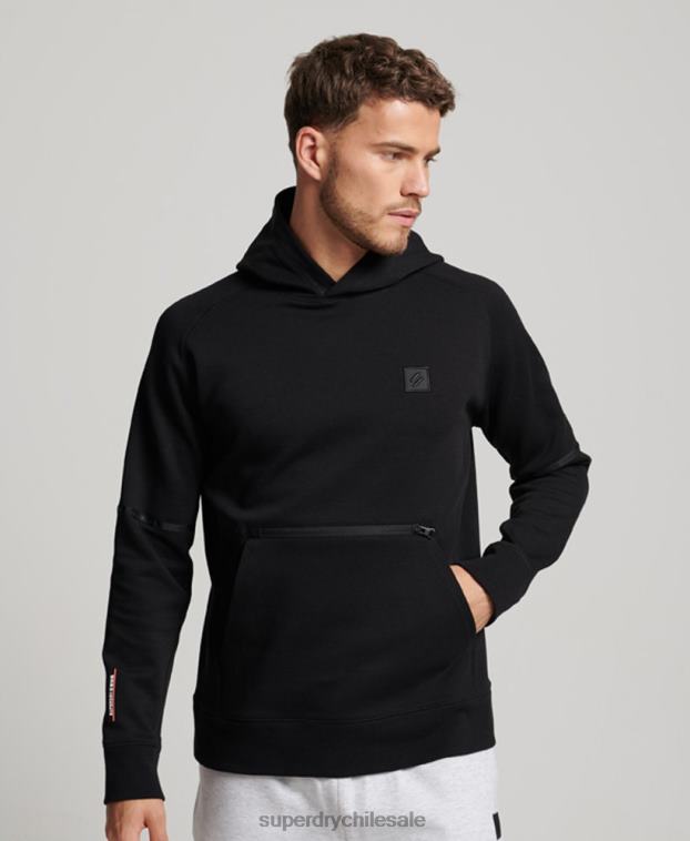 hombres Superdry negro sudadera con capucha de tecnología 2R68Z711