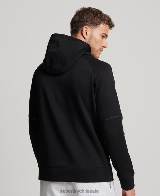 hombres Superdry negro sudadera con capucha de tecnología 2R68Z711