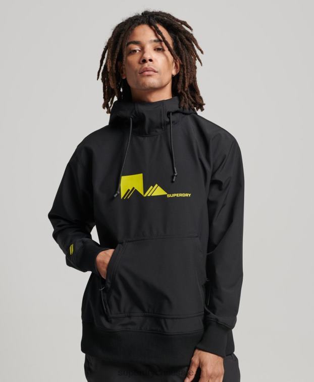 hombres Superdry negro sudadera con capucha de tecnología de nieve 2R68Z734